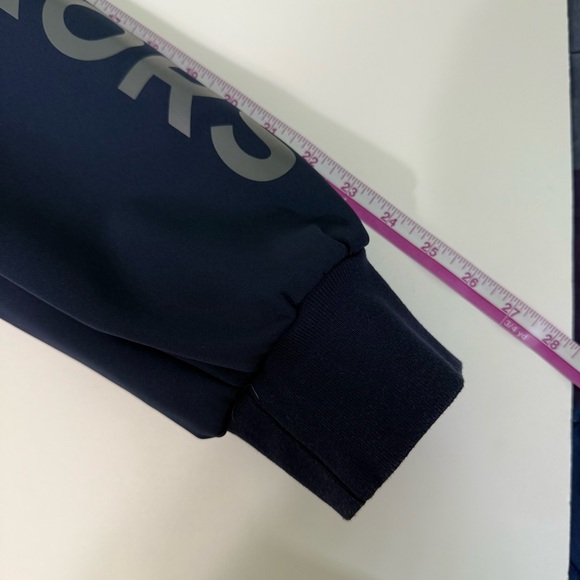 Michael Kors Men XL tall Blue soft shell full zip hooded arm logo Jacket coat - Picture 12 of 13